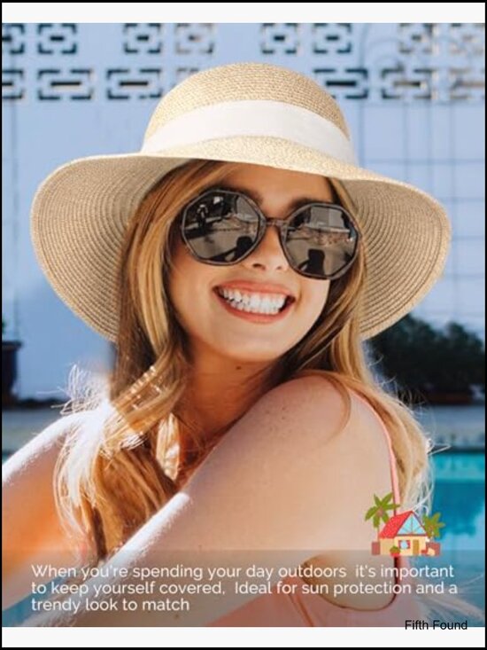 Women\'s Foldable Straw Sun Hat UPF 80+ UV Protection Adjustable Travel Beach main image 5